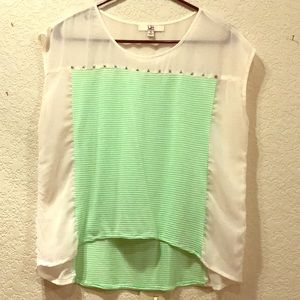 Ya Los Angeles green striped blouse